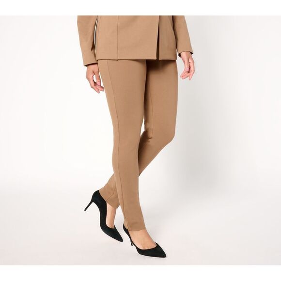 Susan Graver Women's Pants Sz S Tailored by Regular Smart Ponte Brown A655628 - Picture 1 of 4